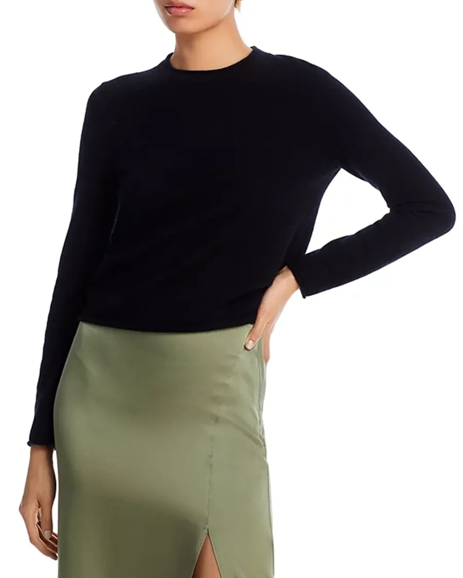 Casual Style Rolled Edge Cashmere Sweater