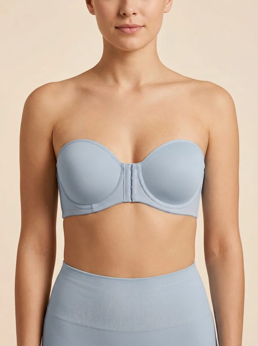 Women's Bandeau-Style Seamless Front-Closure Strapless Bra