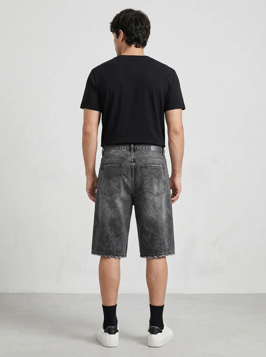 Men's Casual Distressed Raw Hem Street Inspired Distressed Denim Shorts