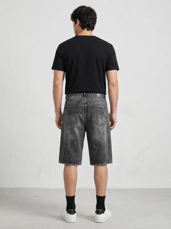 Men's Casual Distressed Raw Hem Street Inspired Distressed Denim Shorts