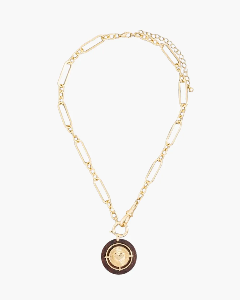 Chain Wood Heart Necklace