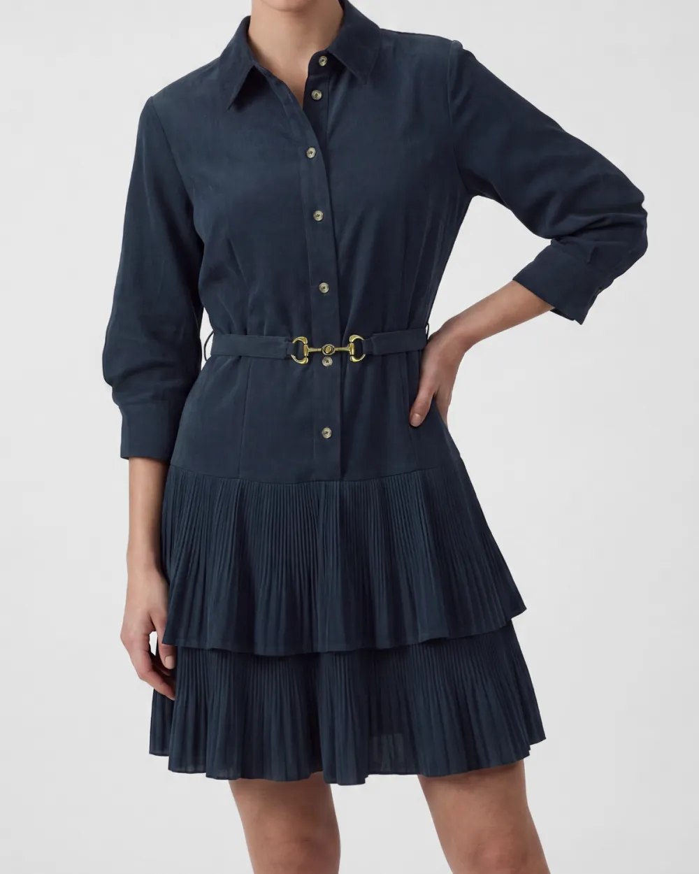 Corduroy Mini Belted Shirtdress