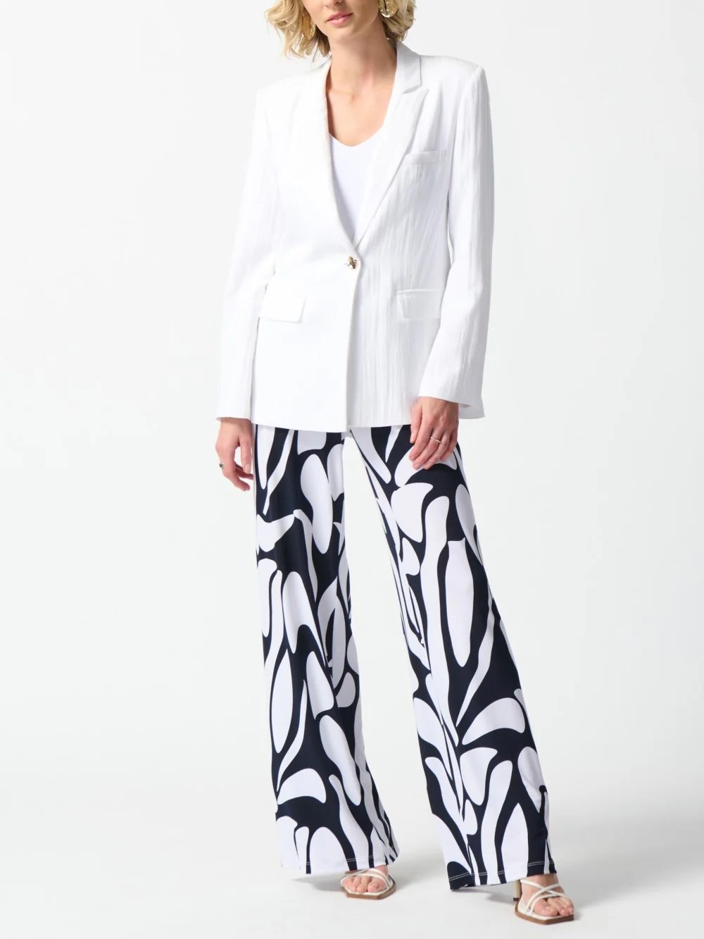 Crisp White Fitted Woven Blazer