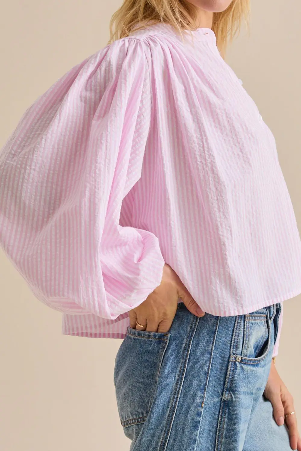 Puff Sleeve Button Up