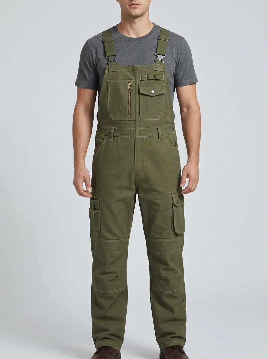 Men's Multi-Pocket Cargo Outdoor Bib Work Overalls