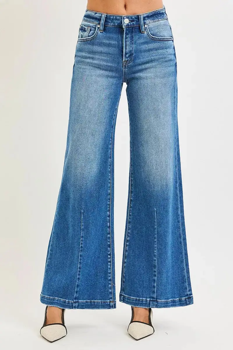 Classic Mid Rise Wide Leg Jeans