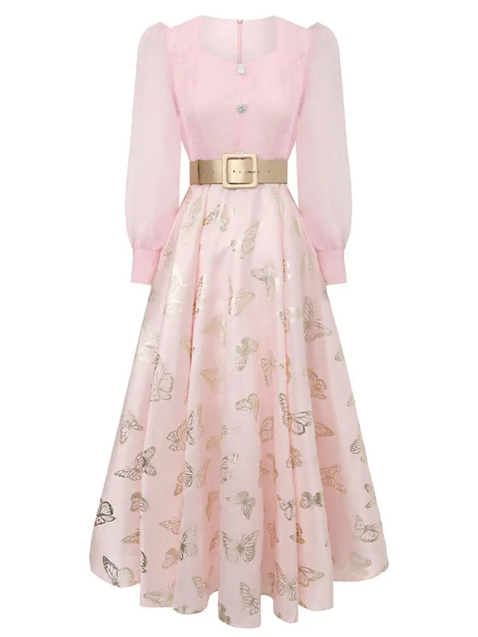 Butterfly Square Neck Maxi Dress