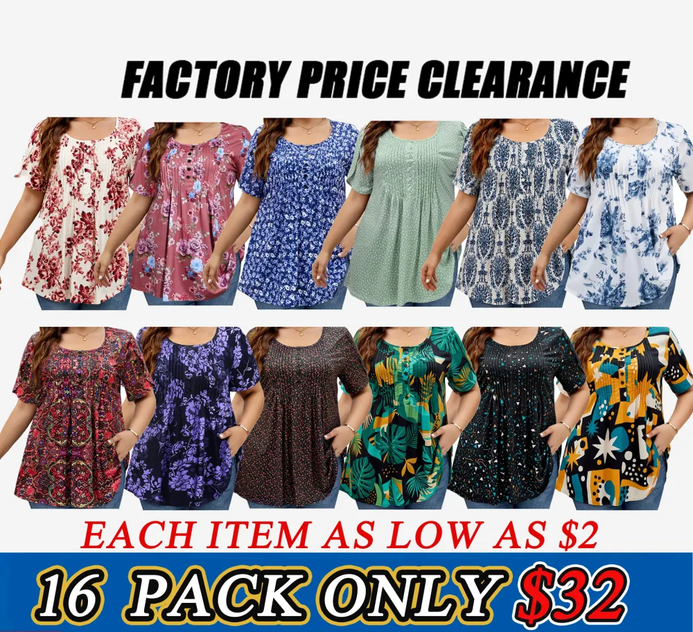 Women's Plus Size Summer Waist-Cinching Top with Round Neck and Printed Casual Short Sleeves