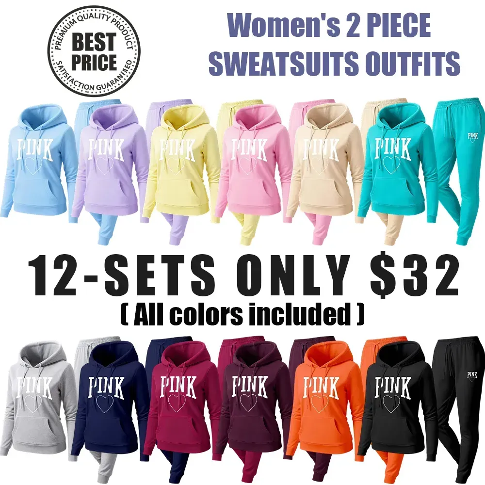 🔥Last Day 89% OFF🔥Women's Pink Heart Print Tracksuit