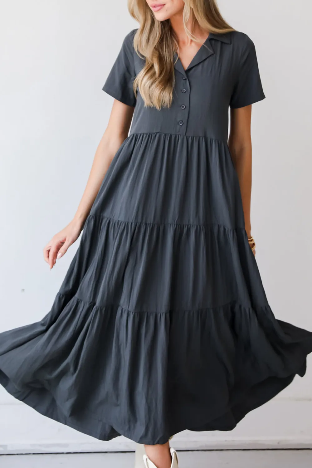 Charcoal Tiered Maxi Dress