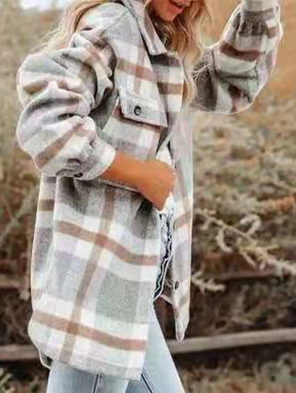 Loose Plaid Long-Sleeved Shirt