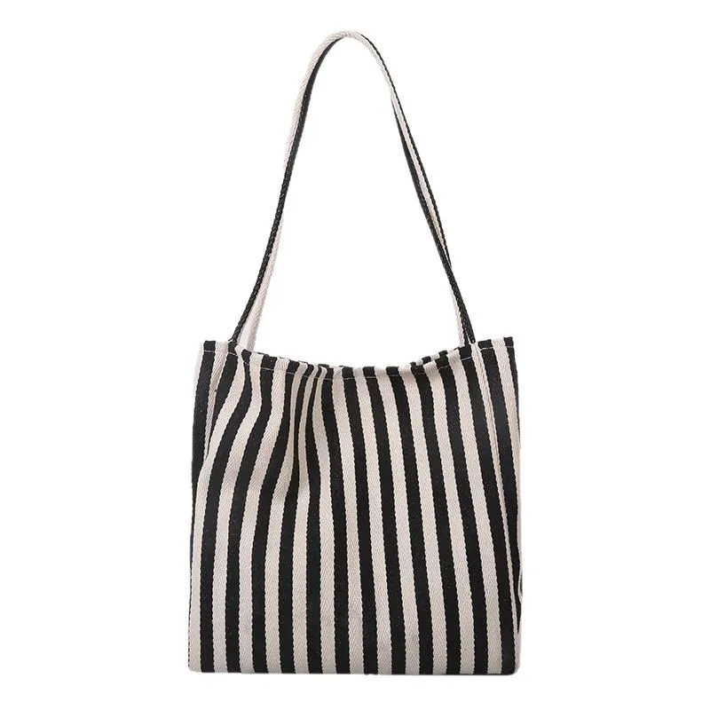 Roomy Striped Bucket Bag