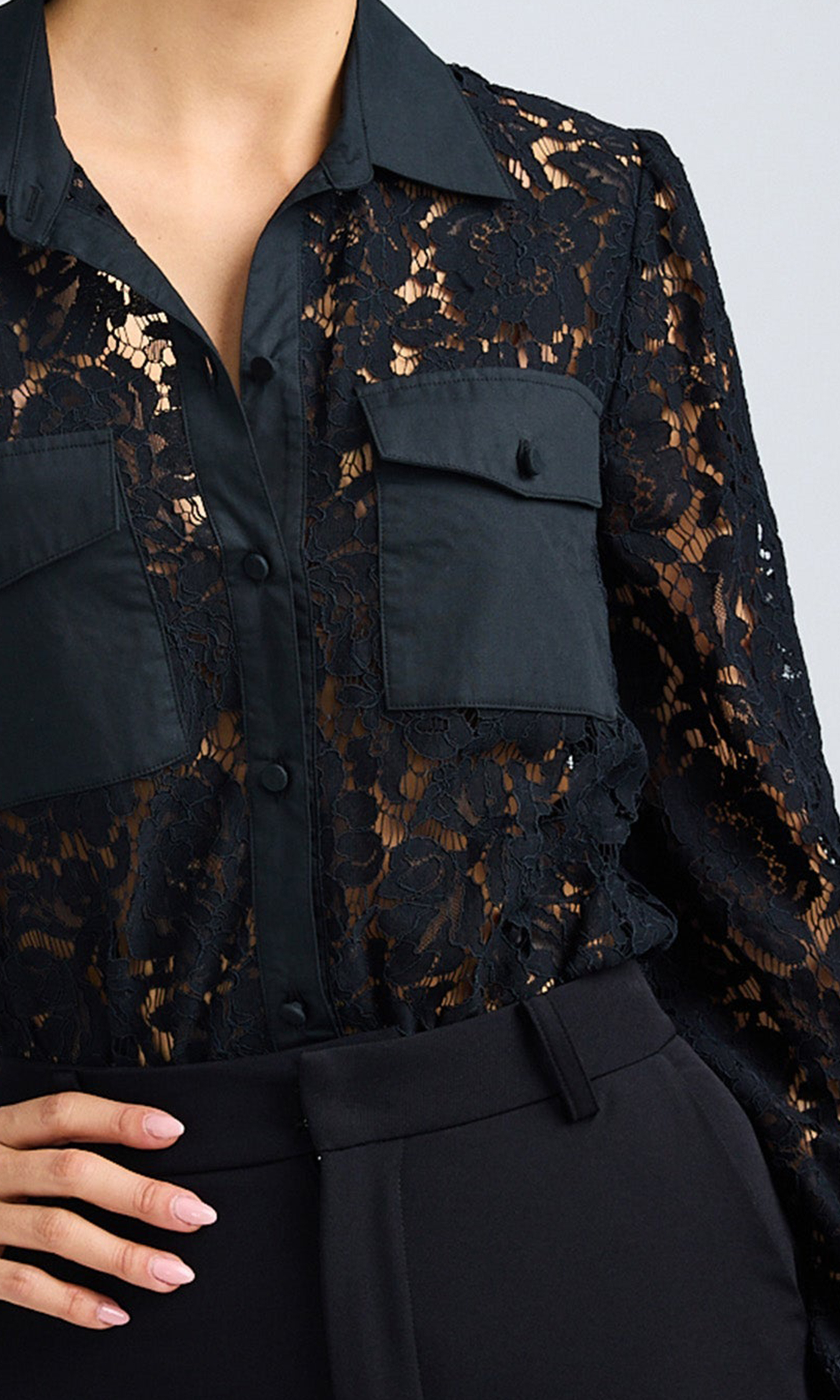 Black Casual Business Lace Shirt