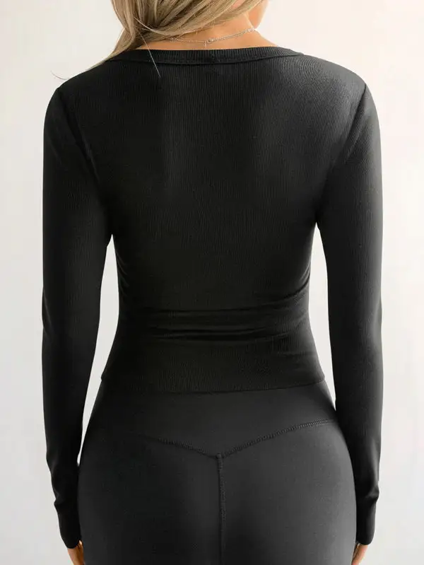 Long Sleeve Slim Fit V-Neck Everyday T-Shirt
