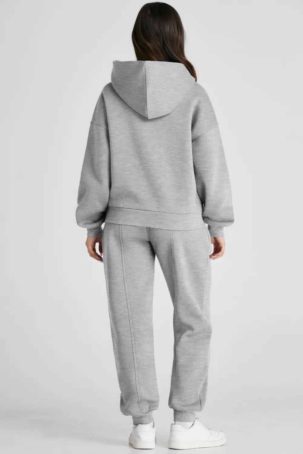 Dropped Shoulder Long Sleeve Hoodie And Pants Active Set