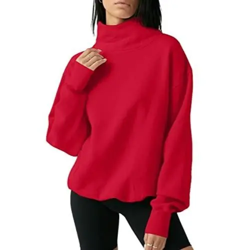 复制Women'S Oversized Turtleneck Sweatshirt Long Sleeve Pullover Casual Tops Womenswear Hoodie