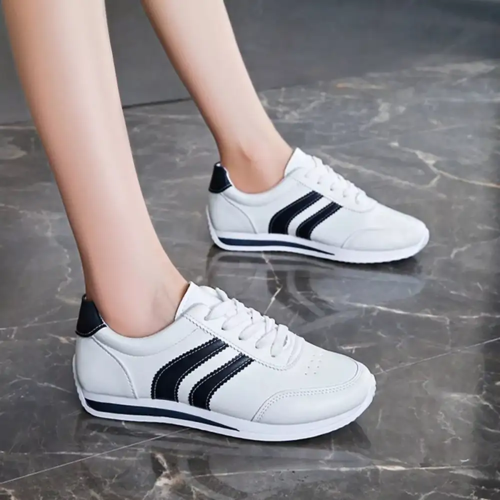 Textured Round Toe Lace-Up Sneakers