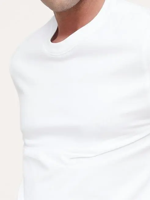 Men's  Optic White  Crew Neck Cotton Short Sleeves