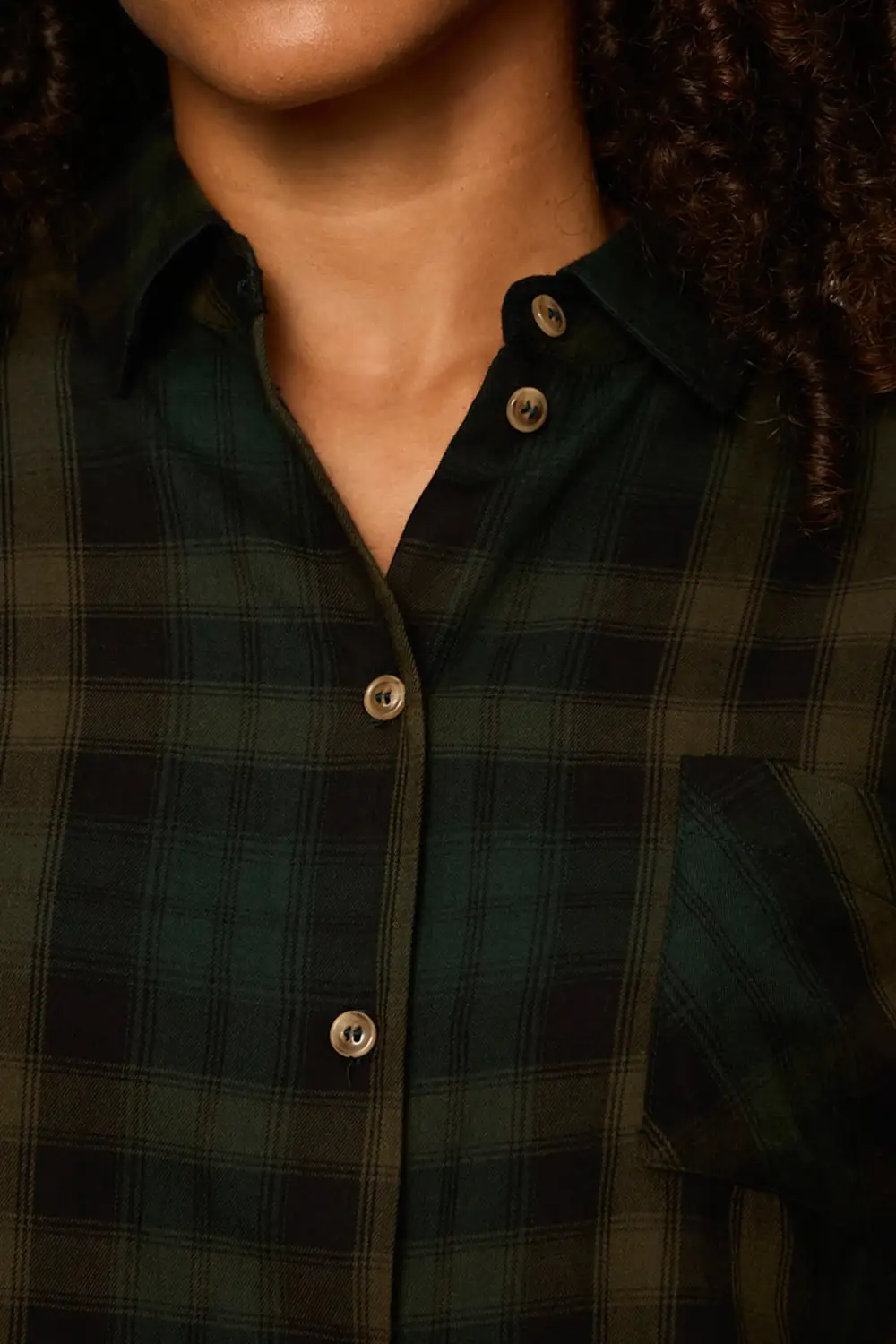 Plaid Button Front Collared Cropped Shirt