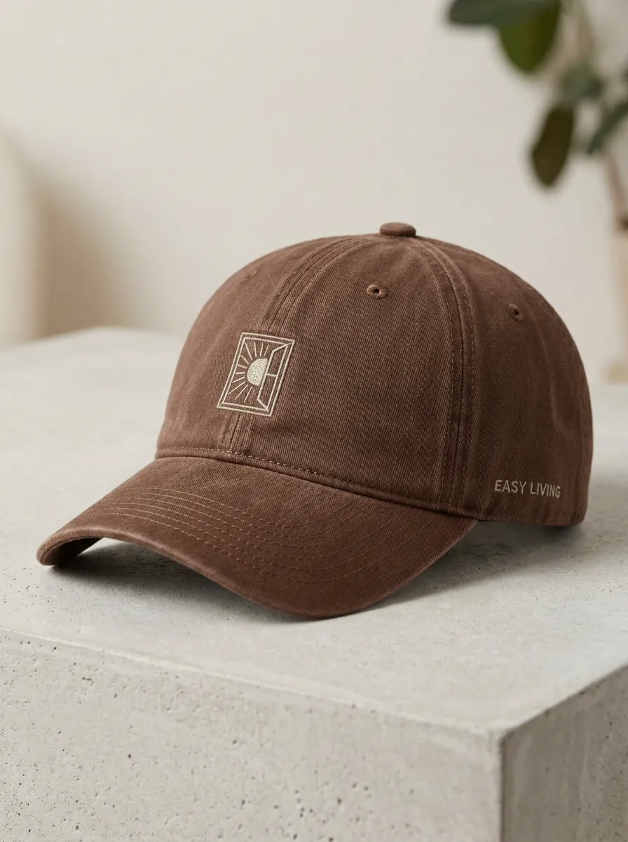 Window-Motif Embroidered Unisex Baseball Cap