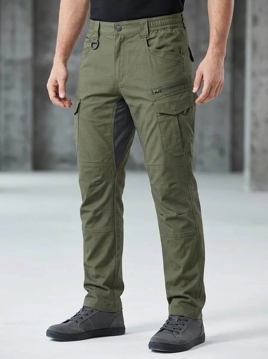 Men's Tactical Outdoor Multi-Pocket Olive Green Cargo Pants