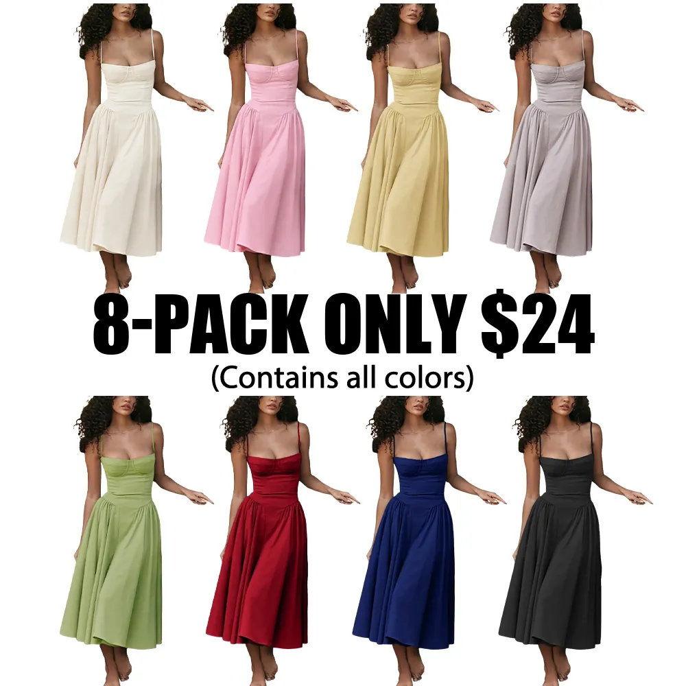Women's Plain Backless Cami Dress with Zip-Back