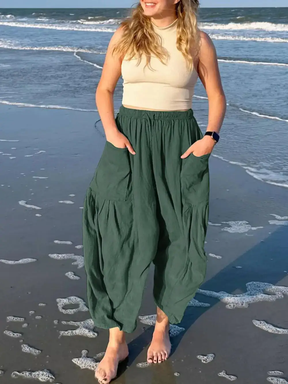 Casual Drawstring Pocket Detail Pants