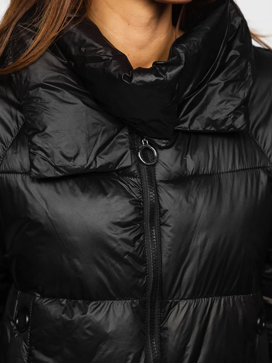 Black women's quilted winter jacket