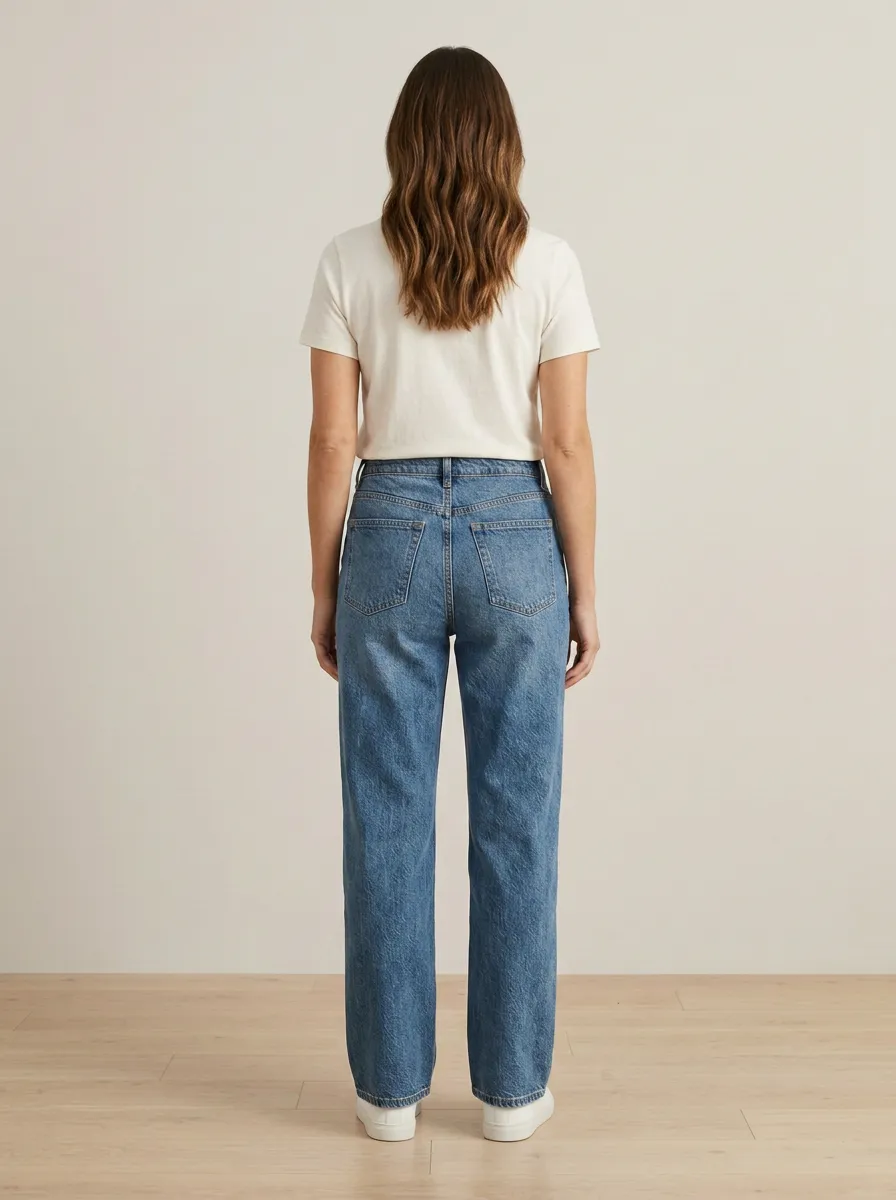 Casual-Profile Mid-Rise Straight-Leg Printed Denim Jeans