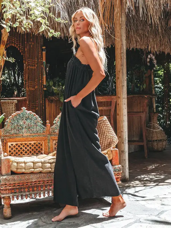 Loose High Waisted Wide Leg Spaghetti Accessory