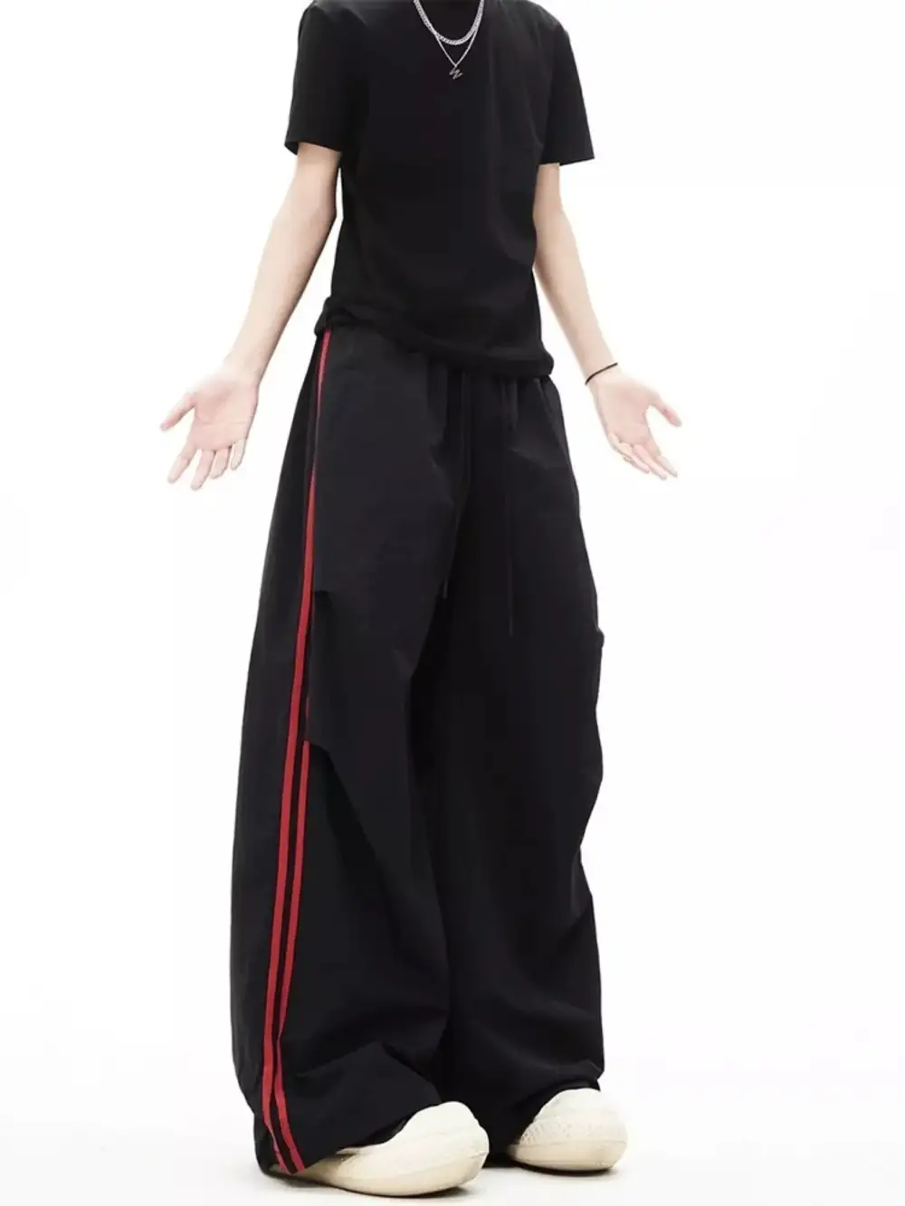 Men's Wide Leg Pants with Side Stripes