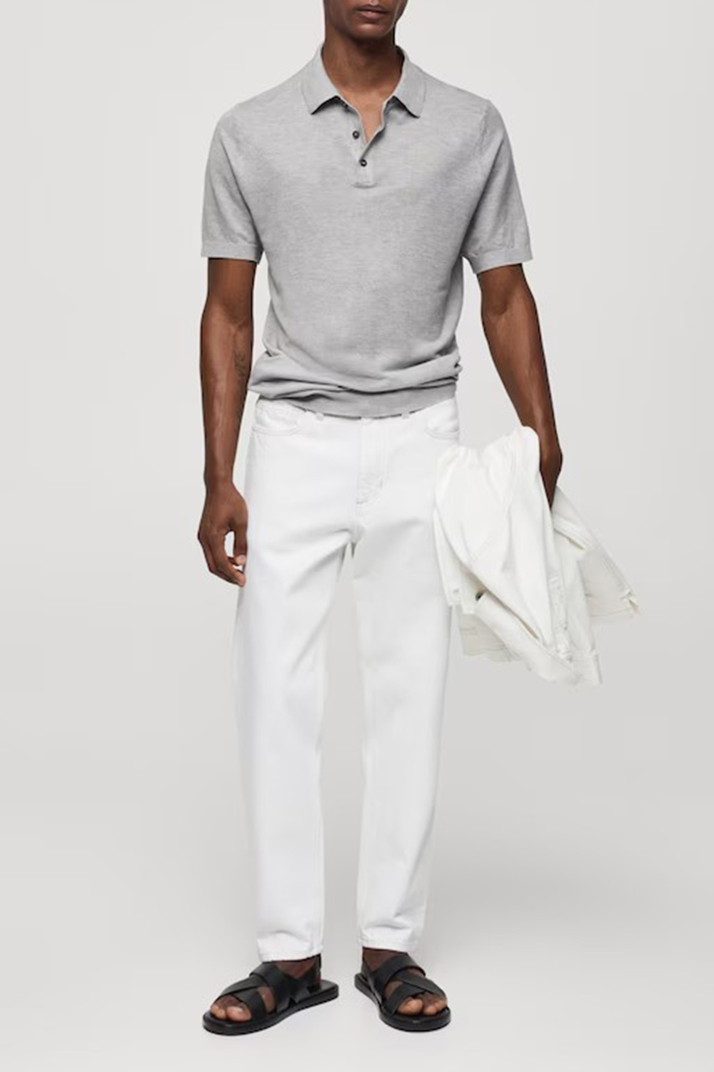 Buttoned Micro-Structure Knitted Polo Shirt