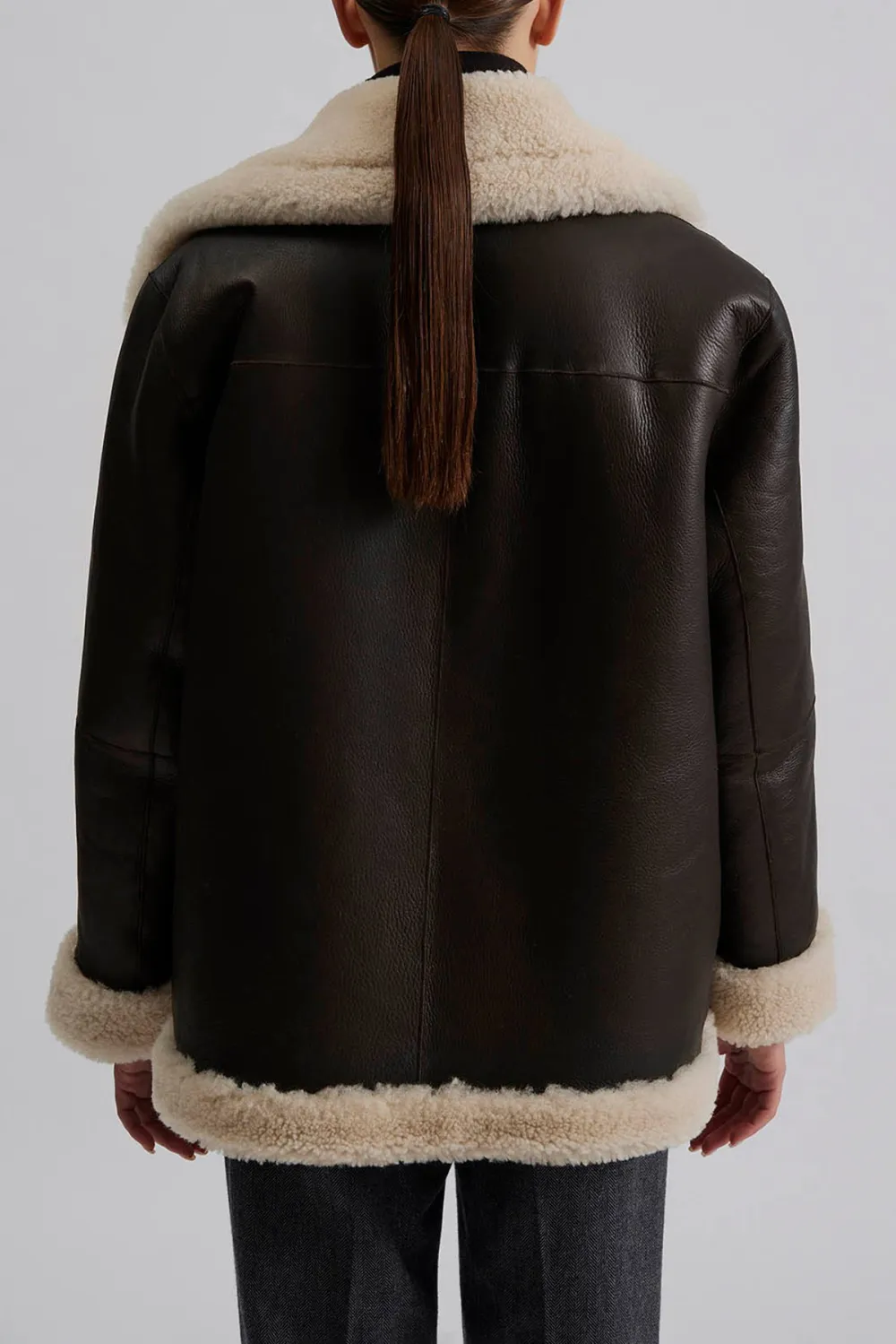 Two Tone Leather Shearling Jacket