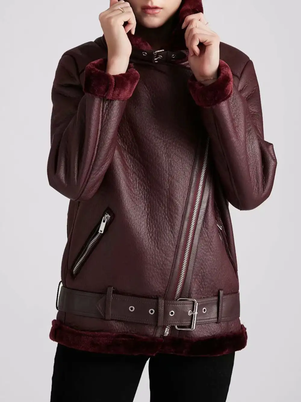 Collared Sherpa Lined Shearling Jacket