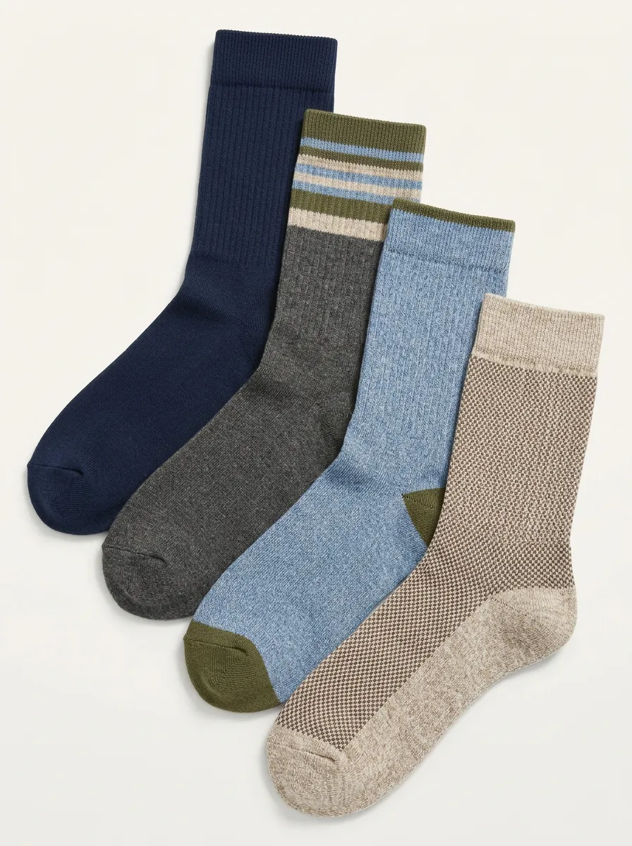 Classic Striped Textured Edit Men's Four Pair Socks
