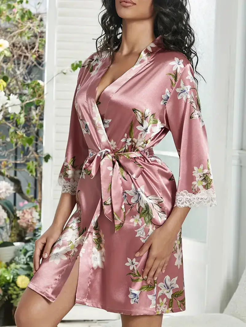 Floral Kimono Wrap Robe
