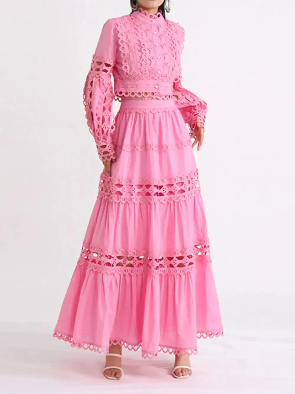Sharp Button Front Long Sleeve Coordinated Set