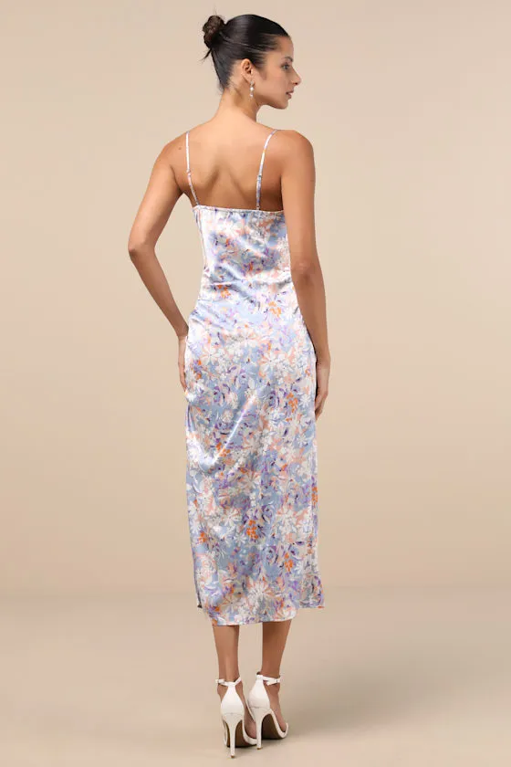 Truest Romance White Floral Print Sleeveless Ruched Midi Dress