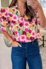 Floral Neck Puff Sleeve Blouse