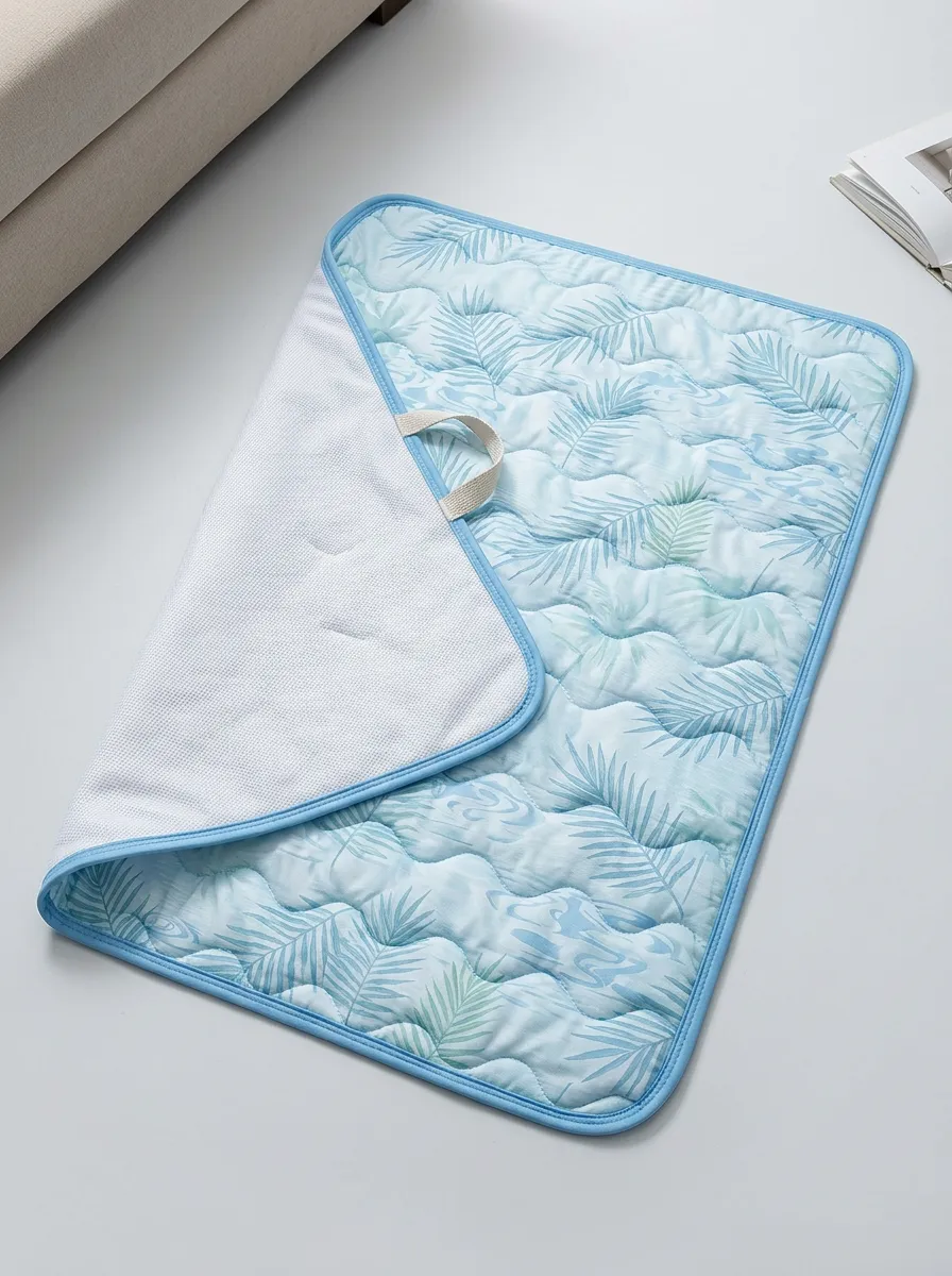 Summer Cooling Tropical Palm Leaf Pattern Cooling Mat