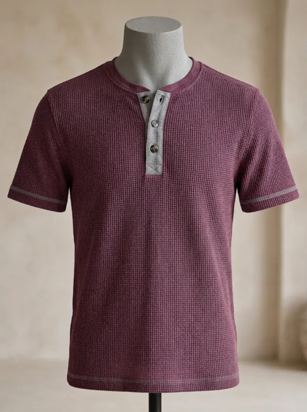 Men's Active Waffle Knit Henley Shirt