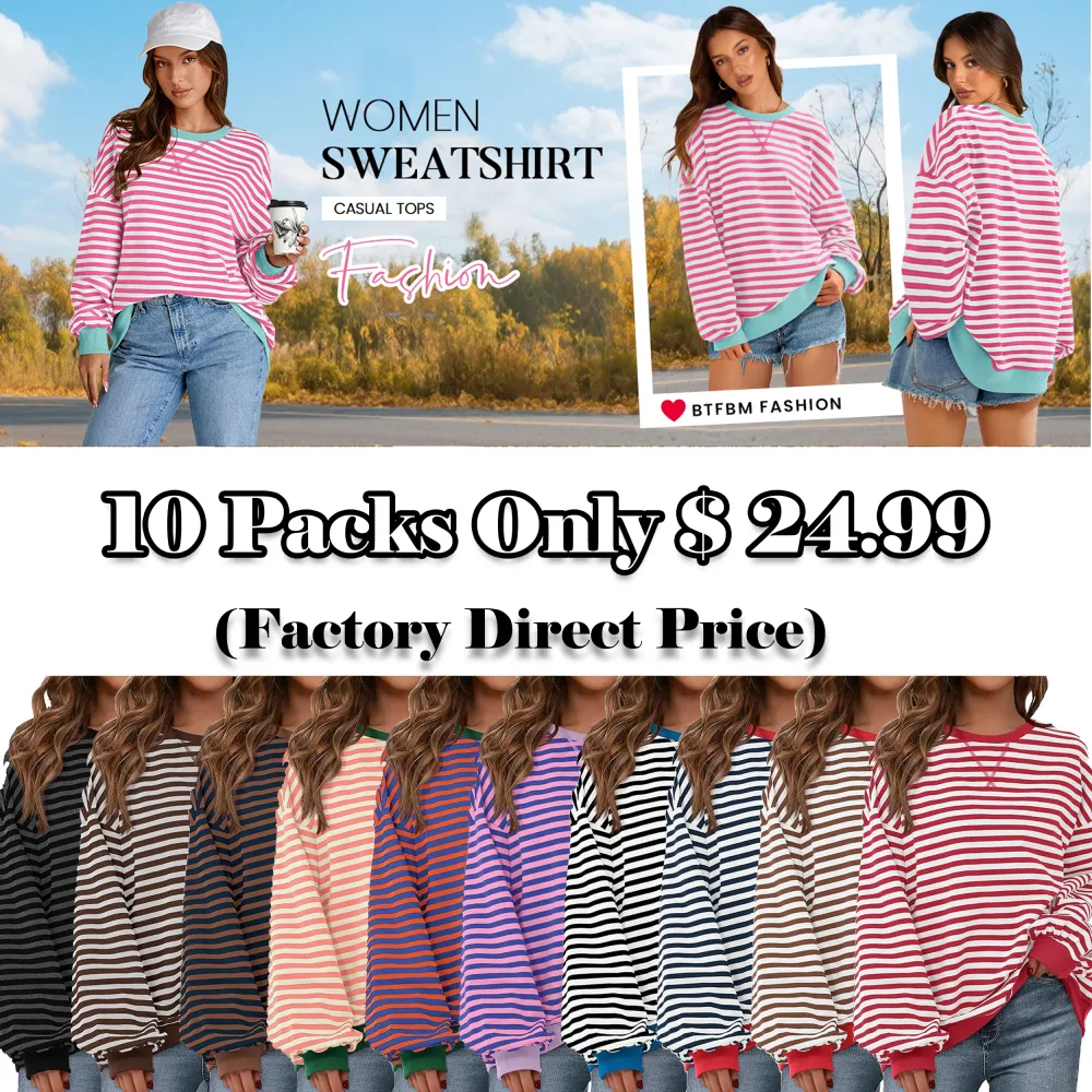 ✨ Women’s Striped Hoodie Sweatshirt – Cozy, Cute & Fall-Ready