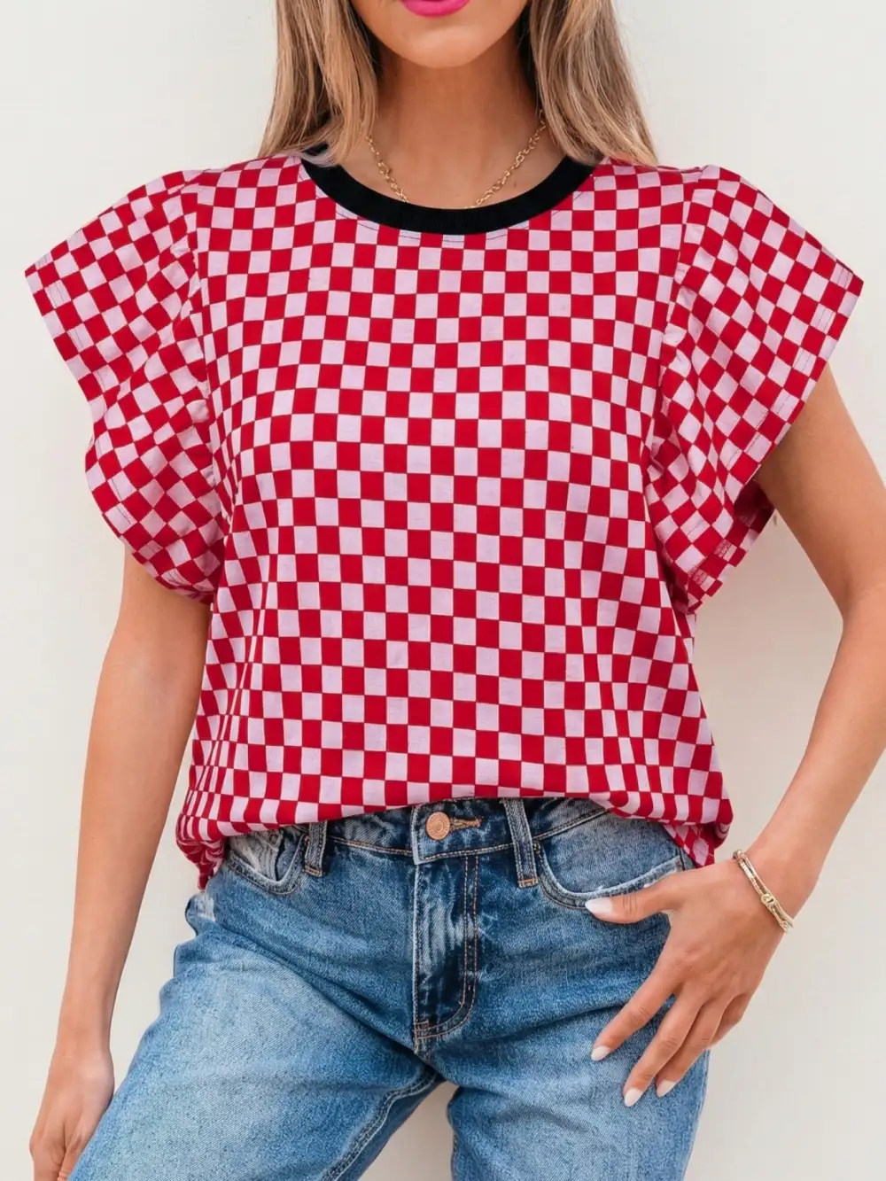 Round Neck Ruffled Top