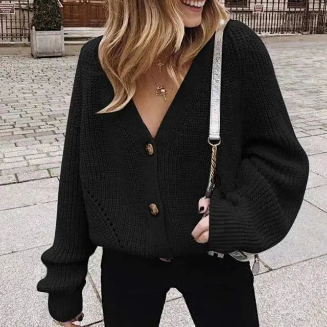 V-Neck Lazy Style Knit Cardigan