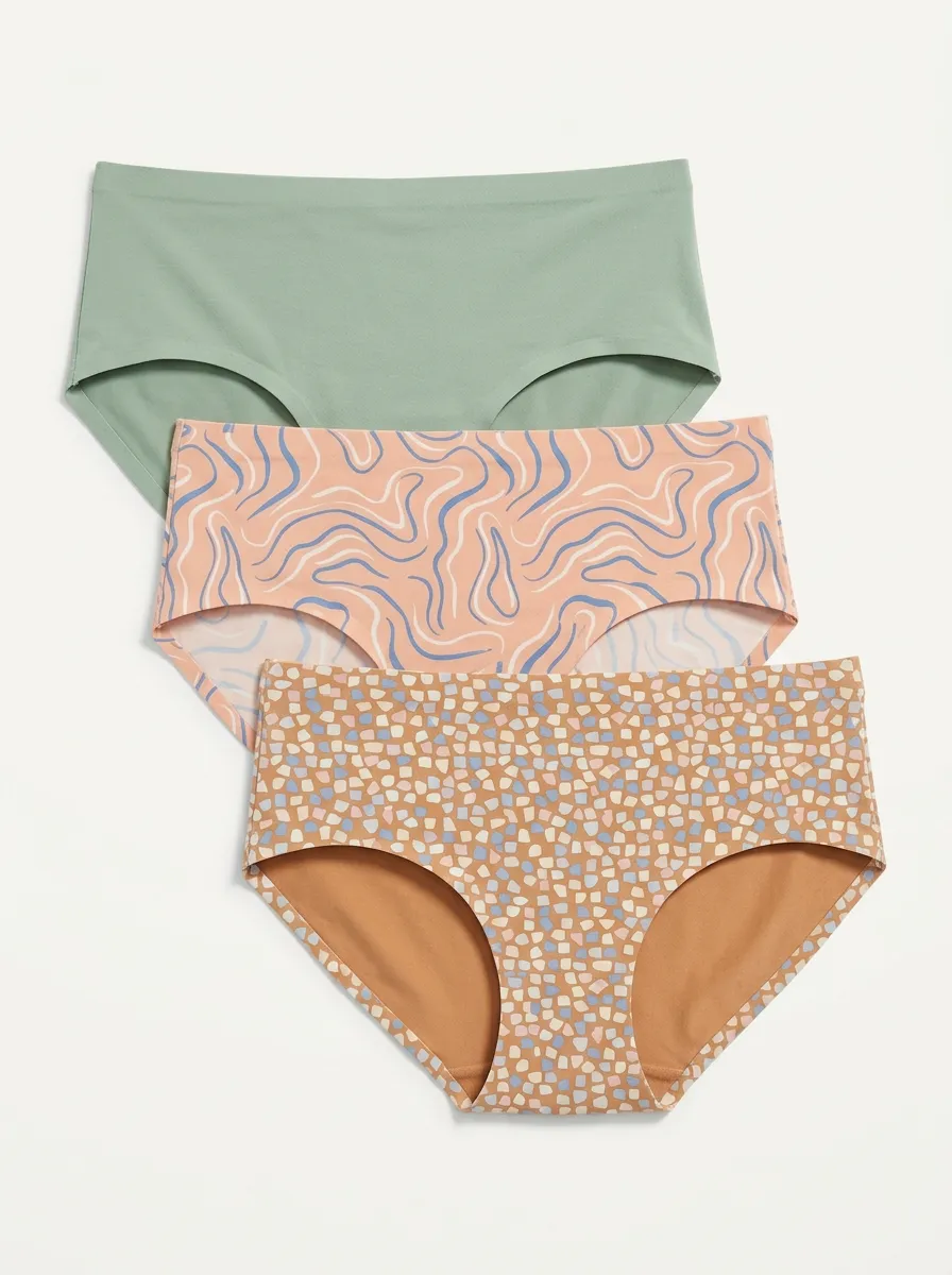 Women's Abstract Swirl Mosaic Pattern Print 3-Pack Briefs