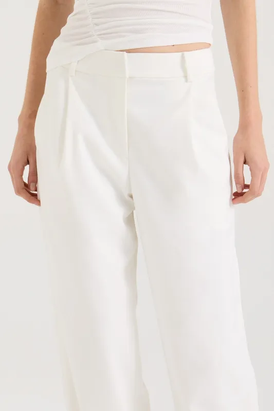 White Wide Leg Suit Pants