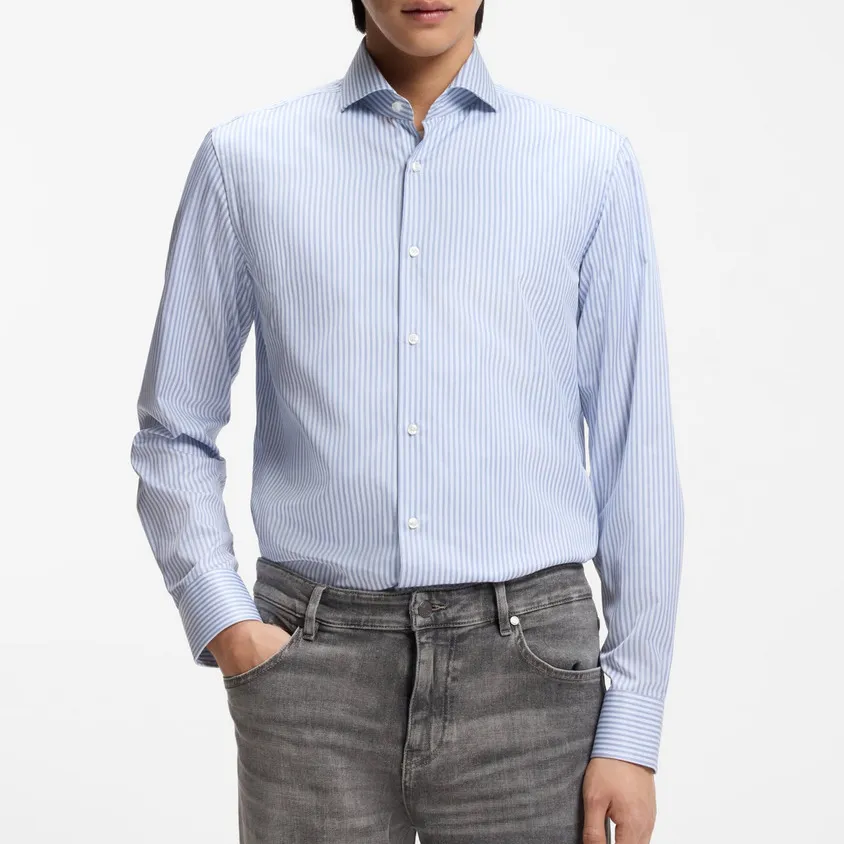 Classic Business Formal Spread-Collar Men's Shirt