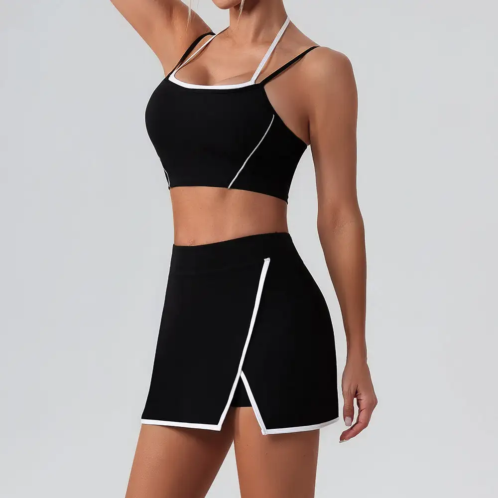 Contrast-Trim Backless Top and Shorts Active Set
