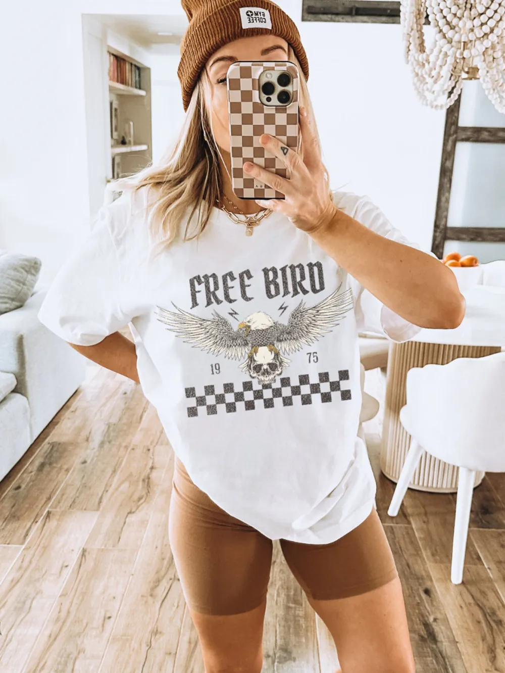 Crew Neck Letter Print Lady T-Shirt