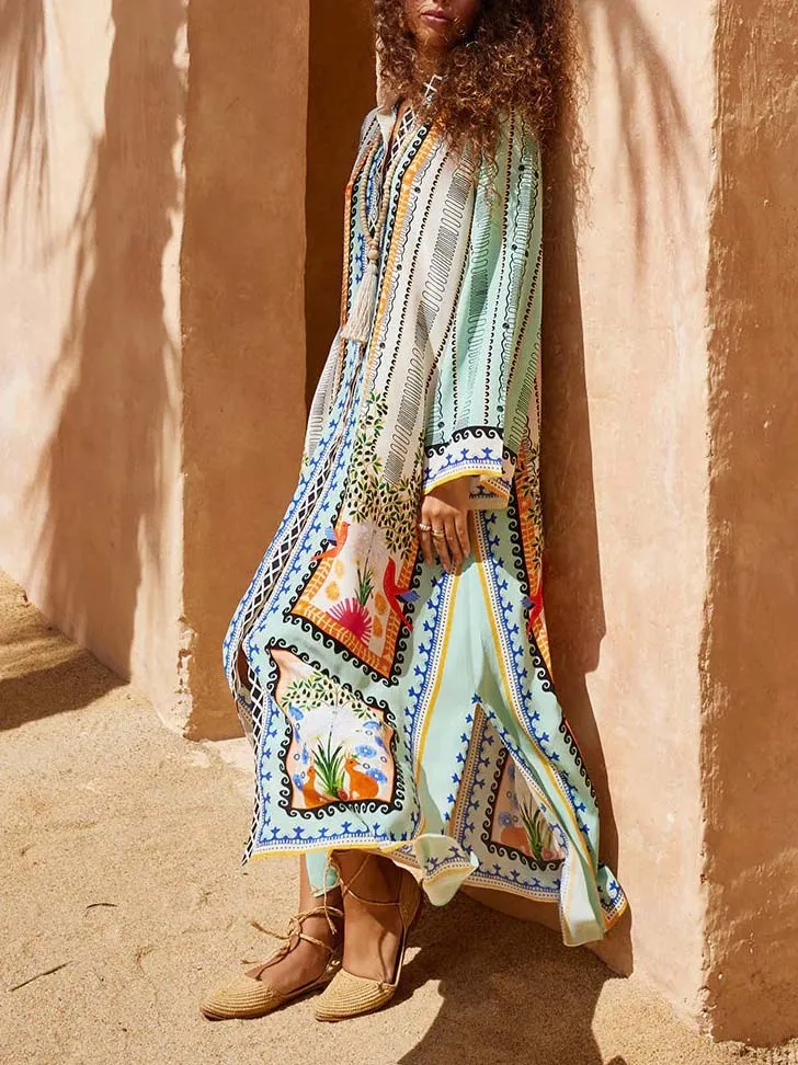 Floral Print Kaftan Kaftan Maxi Dress